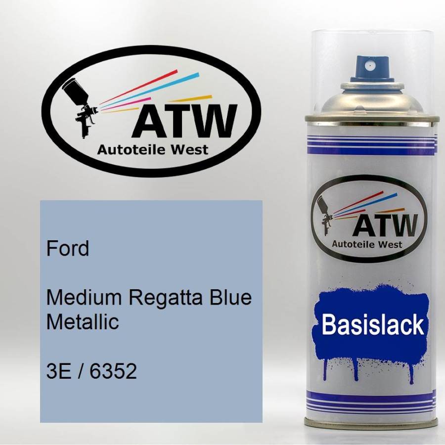 Ford, Medium Regatta Blue Metallic, 3E / 6352: 400ml Sprühdose, von ATW Autoteile West.